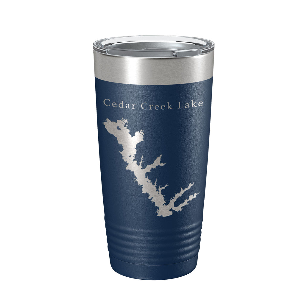 Cedar Creek Lake Reservoir Map Tumbler Travel Mug Insulated Laser Engraved Coffee Cup Texas 20 oz
