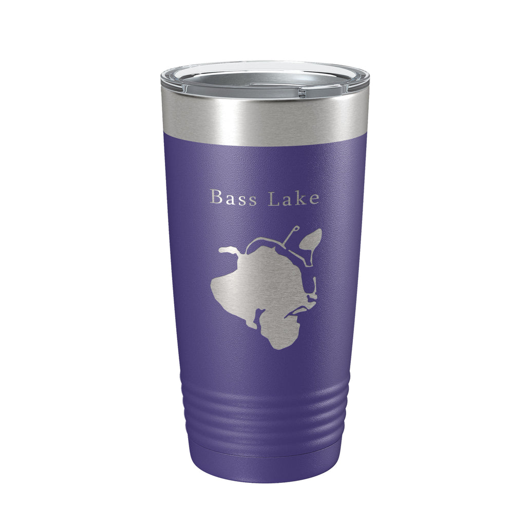 Bass Lake Map Tumbler Travel Mug Insulated Laser Engraved Coffee Cup Hamburg Township Huron River Chain of Lakes Michigan 20 oz