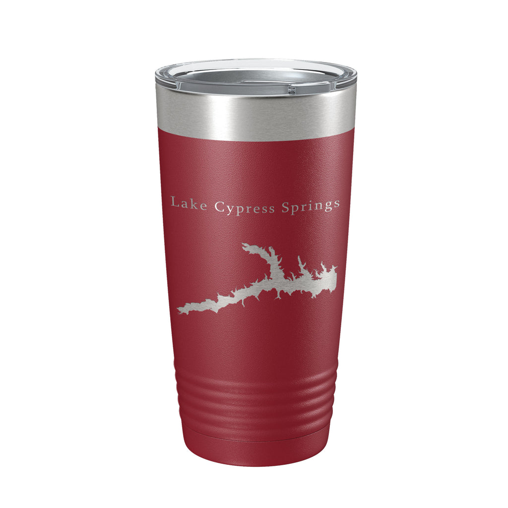 Lake Cypress Springs Map Tumbler Travel Mug Insulated Laser Engraved Coffee Cup Texas 20 oz