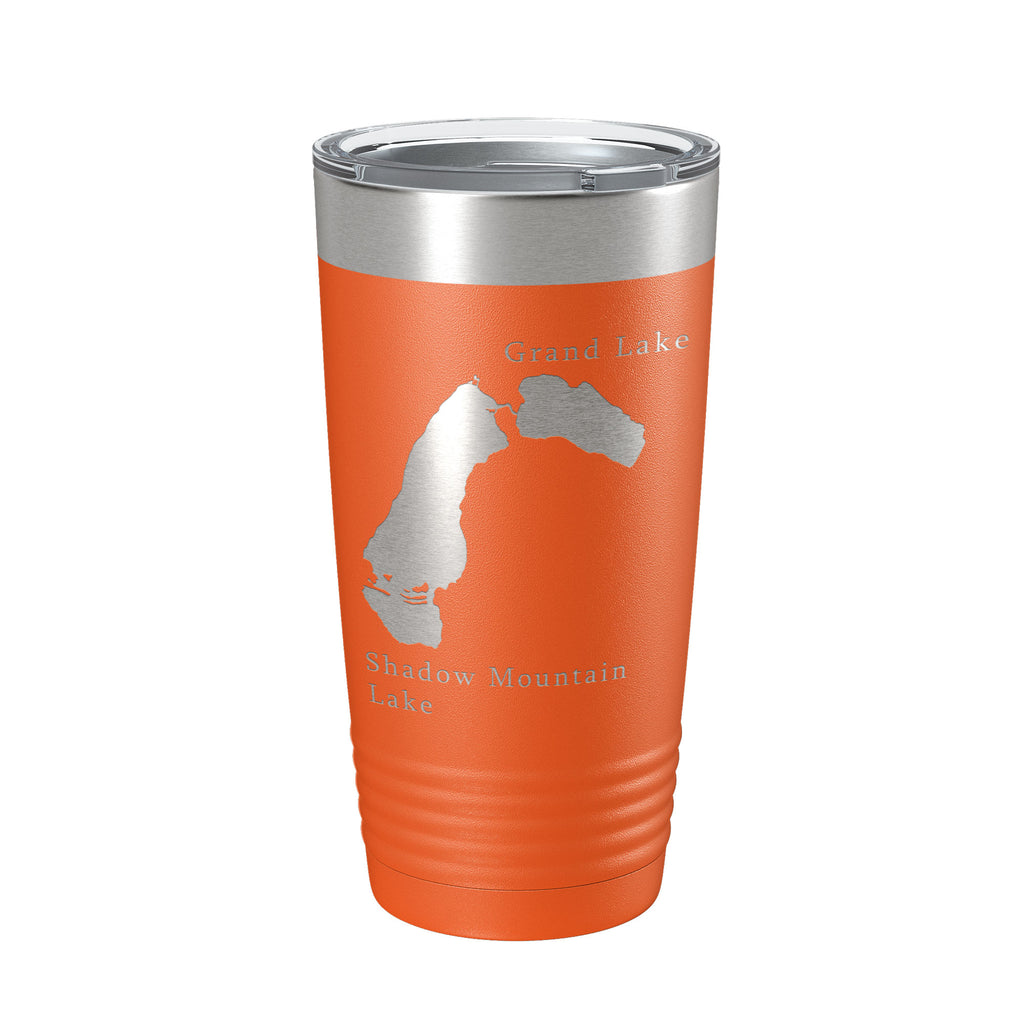 Shadow Mountain & Grand Lakes Map Tumbler Travel Mug Insulated Laser Engraved Coffee Cup Colorado 20 oz