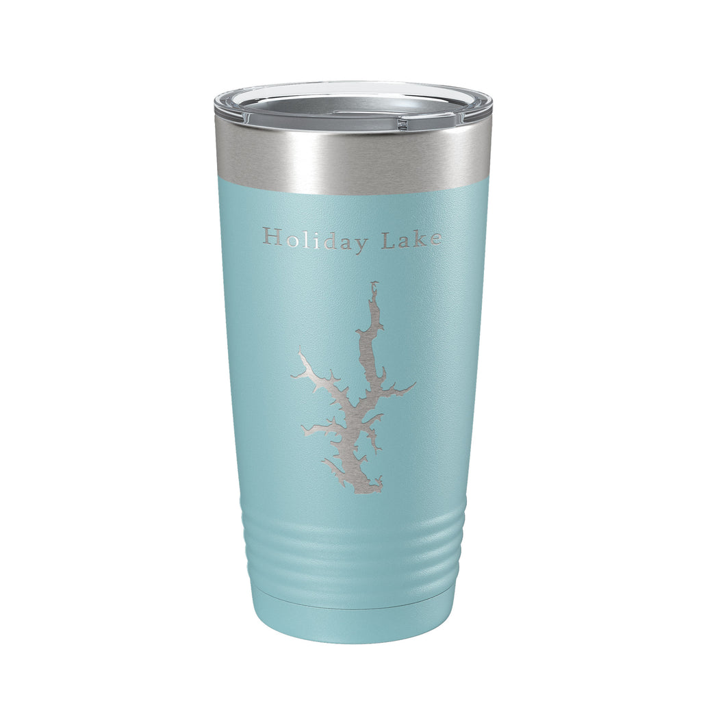 Holiday Lake Map Tumbler Travel Mug Insulated Laser Engraved Coffee Cup Illinois 20 oz