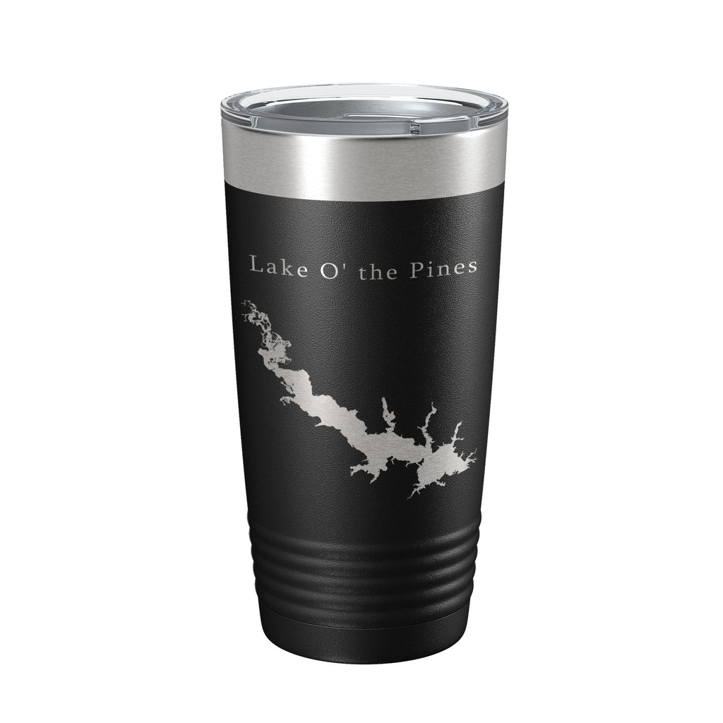 Lake O' the Pines Map Tumbler Travel Mug Insulated Laser Engraved Coffee Cup Texas 20 oz