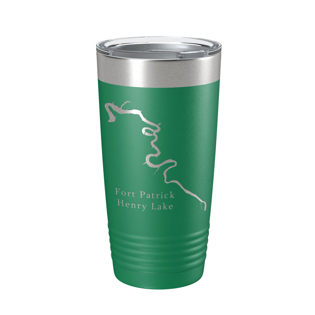 Fort Patrick Henry Lake Map Tumbler Travel Mug Insulated Laser Engraved Coffee Cup Tennessee 20 oz