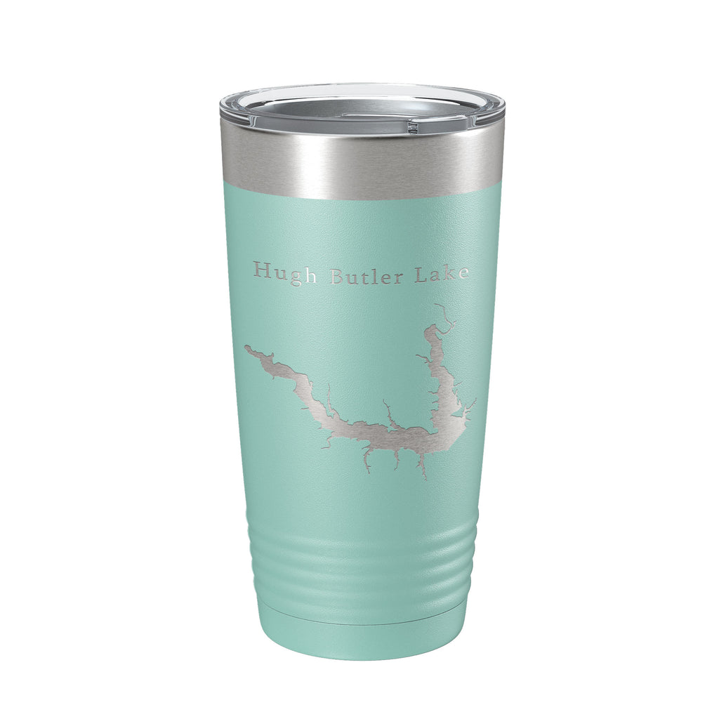 Hugh Butler Lake Map Tumbler Travel Mug Insulated Laser Engraved Coffee Cup Red Willow Reservoir Nebraska 20 oz