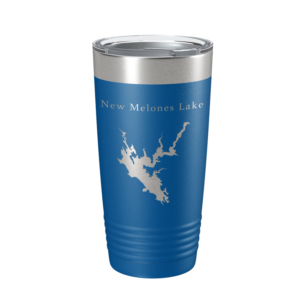 New Melones Lake Map Tumbler Travel Mug Insulated Laser Engraved Coffee Cup California 20 oz