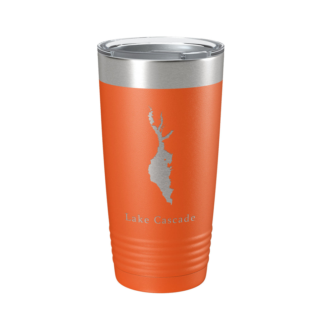 Lake Cascade Map Tumbler Travel Mug Insulated Laser Engraved Coffee Cup Idaho 20 oz