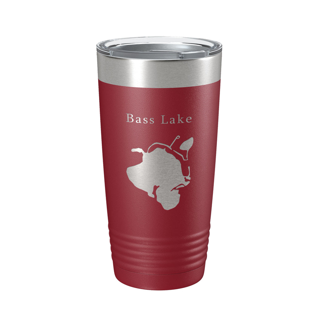 Bass Lake Map Tumbler Travel Mug Insulated Laser Engraved Coffee Cup Hamburg Township Huron River Chain of Lakes Michigan 20 oz