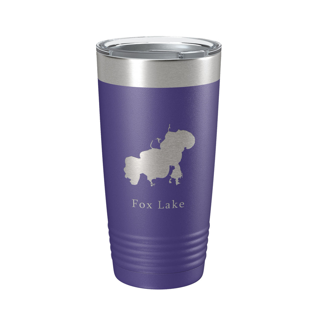 Fox Lake Map Tumbler Travel Mug Insulated Laser Engraved Coffee Cup Illinois 20 oz