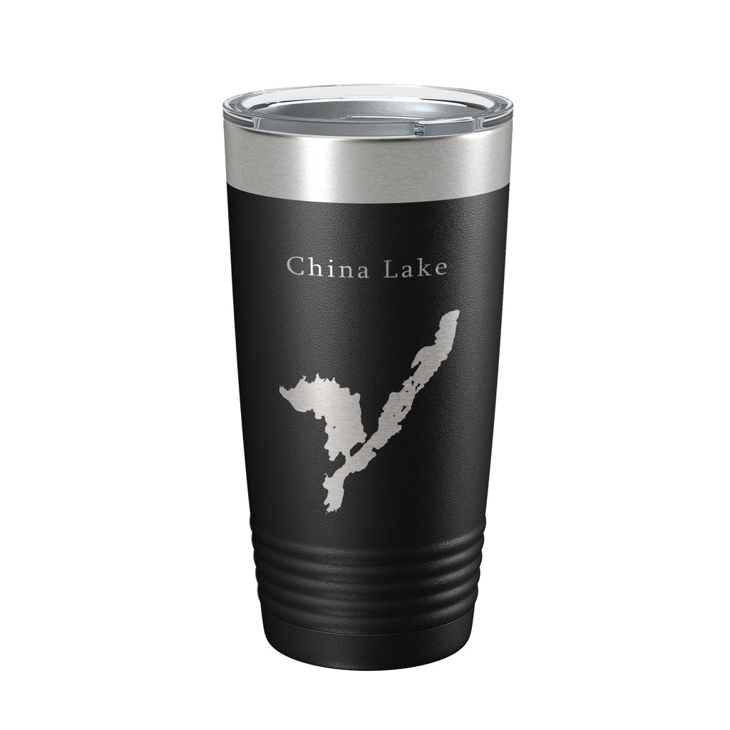 China Lake Map Tumbler Travel Mug Insulated Laser Engraved Coffee Cup Maine 20 oz
