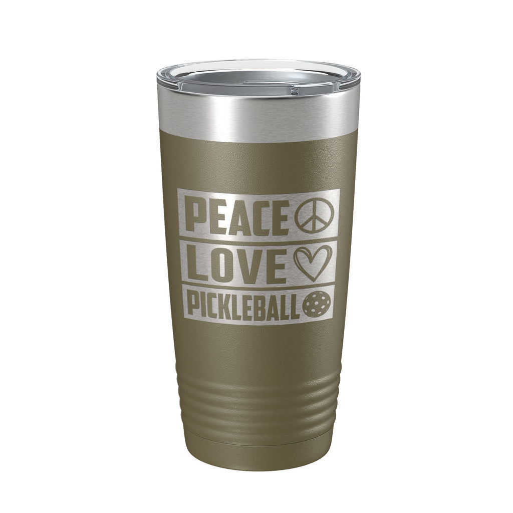 Peace Love Pickleball Tumbler Travel Mug Insulated Laser Engraved Coffee Cup Pickle Ball Gift 20 oz