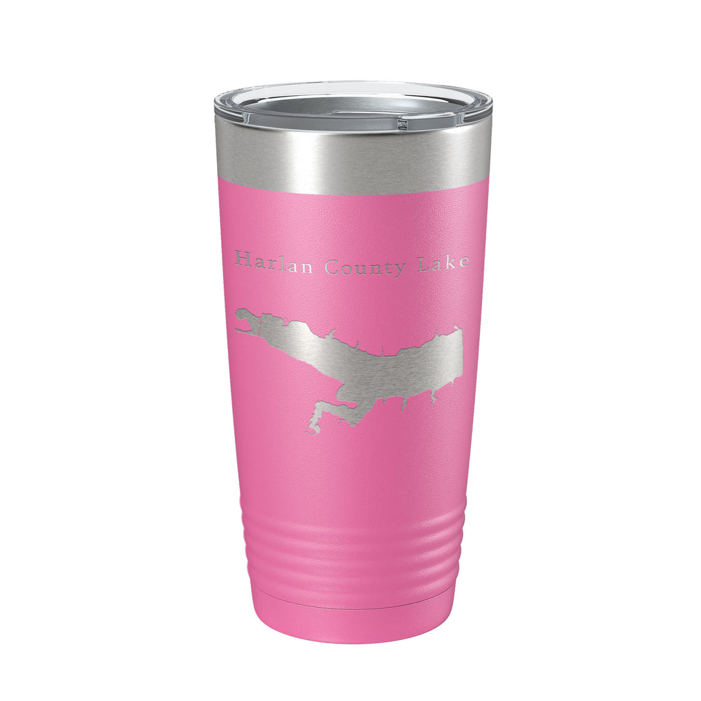 Harlan County Lake Map Tumbler Travel Mug Insulated Laser Engraved Coffee Cup Nebraska 20 oz