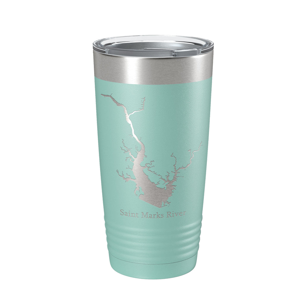 St. Marks River FL Map Tumbler Travel Mug Insulated Laser Engraved Coffee Cup Apalachee Bay Florida Saint 20 oz