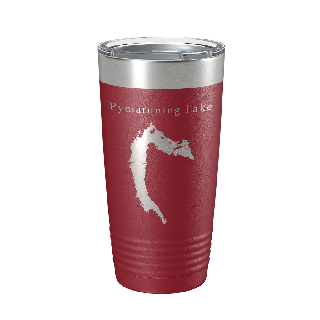 Pymatuning Lake Map Tumbler Travel Mug Insulated Laser Engraved Coffee Cup Ohio Pennsylvania 20 oz