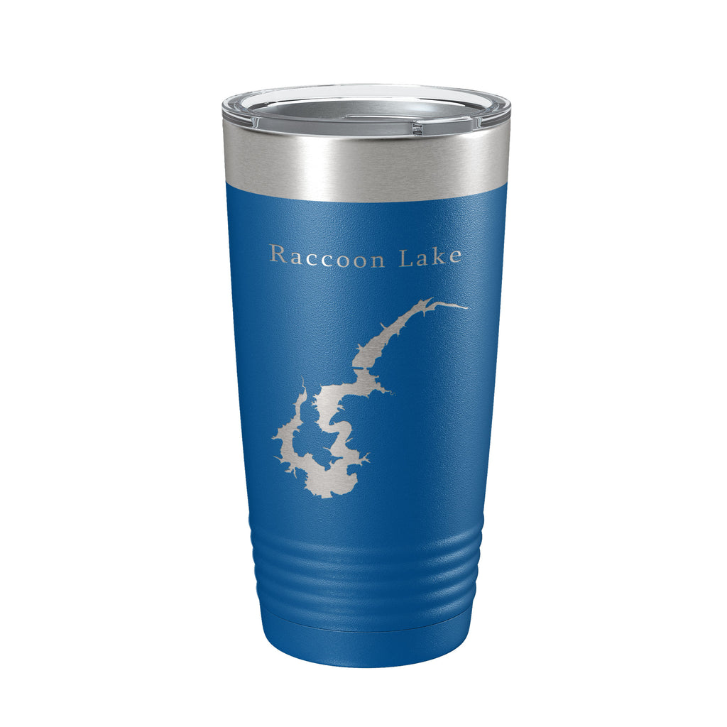 Raccoon Lake Map Tumbler Travel Mug Insulated Laser Engraved Coffee Cup Indiana 20 oz