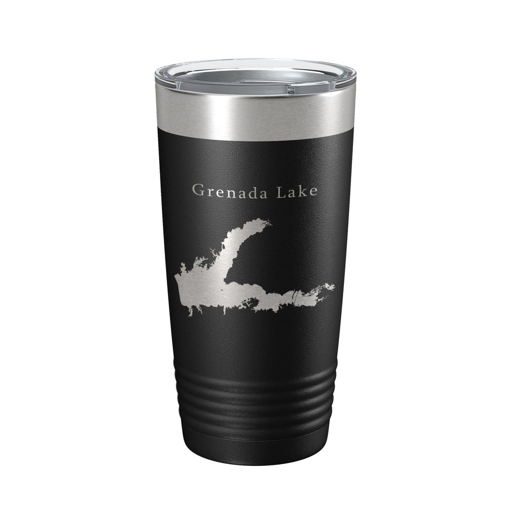 Grenada Lake Map Tumbler Travel Mug Insulated Laser Engraved Coffee Cup Mississippi 20 oz
