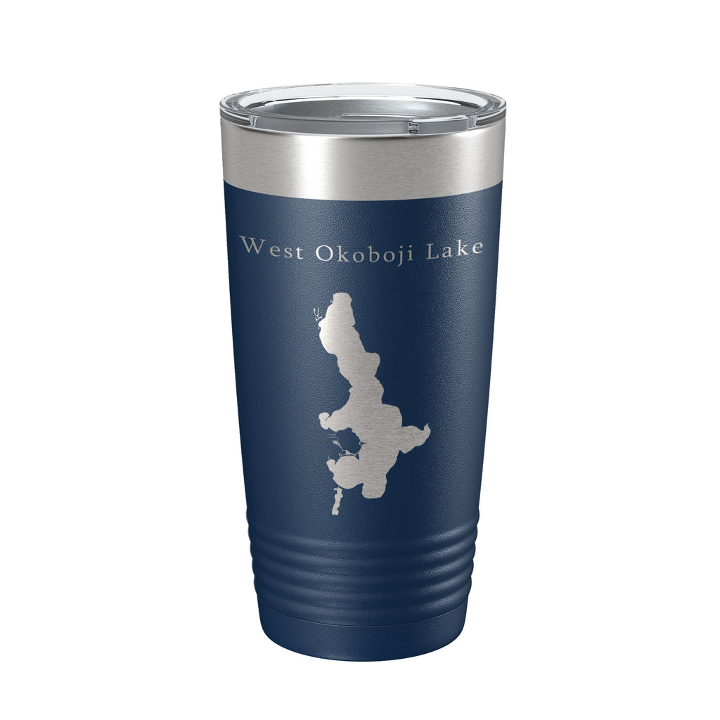 West Okoboji Lake Map Tumbler Travel Mug Insulated Laser Engraved Coffee Cup Iowa 20 oz