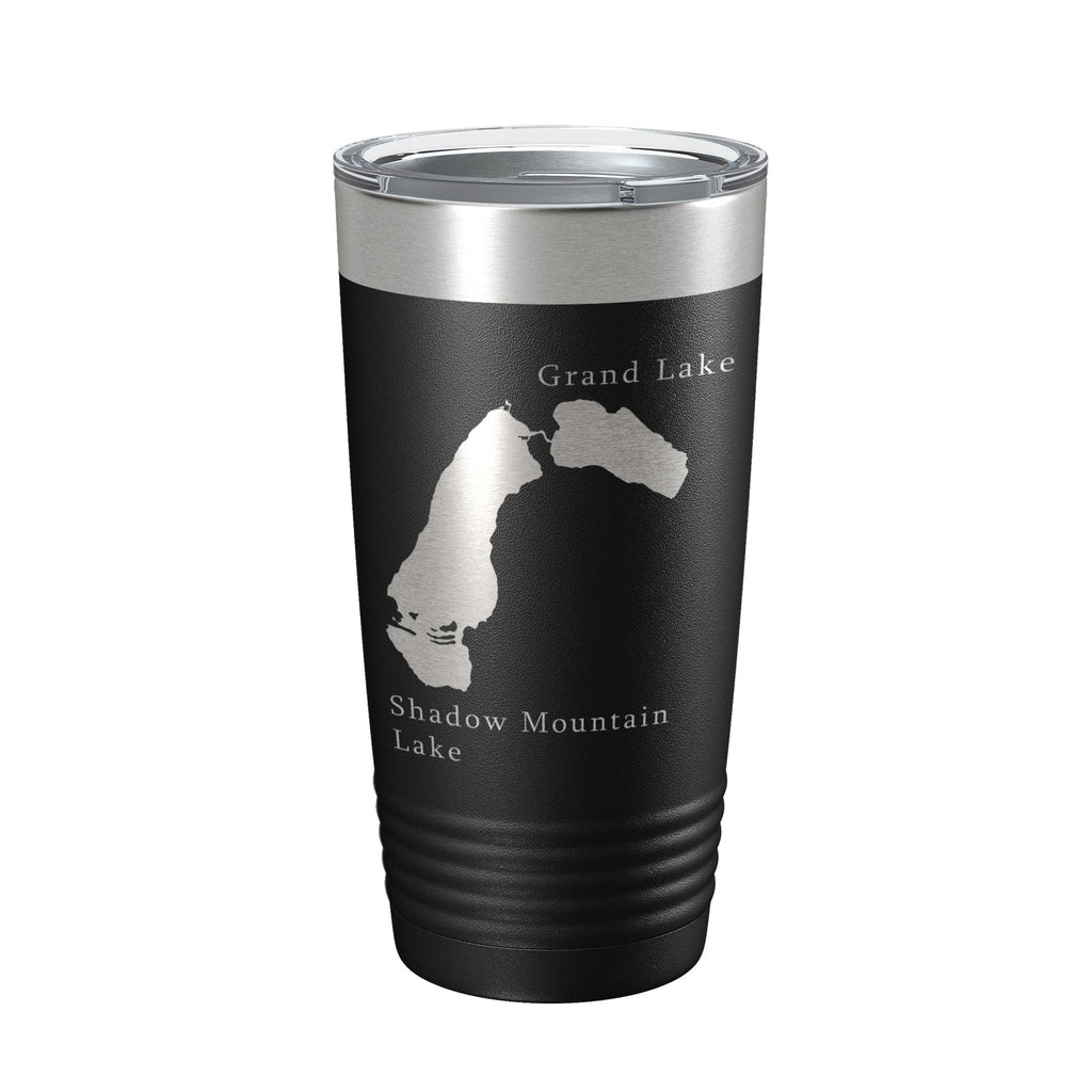 Shadow Mountain & Grand Lakes Map Tumbler Travel Mug Insulated Laser Engraved Coffee Cup Colorado 20 oz