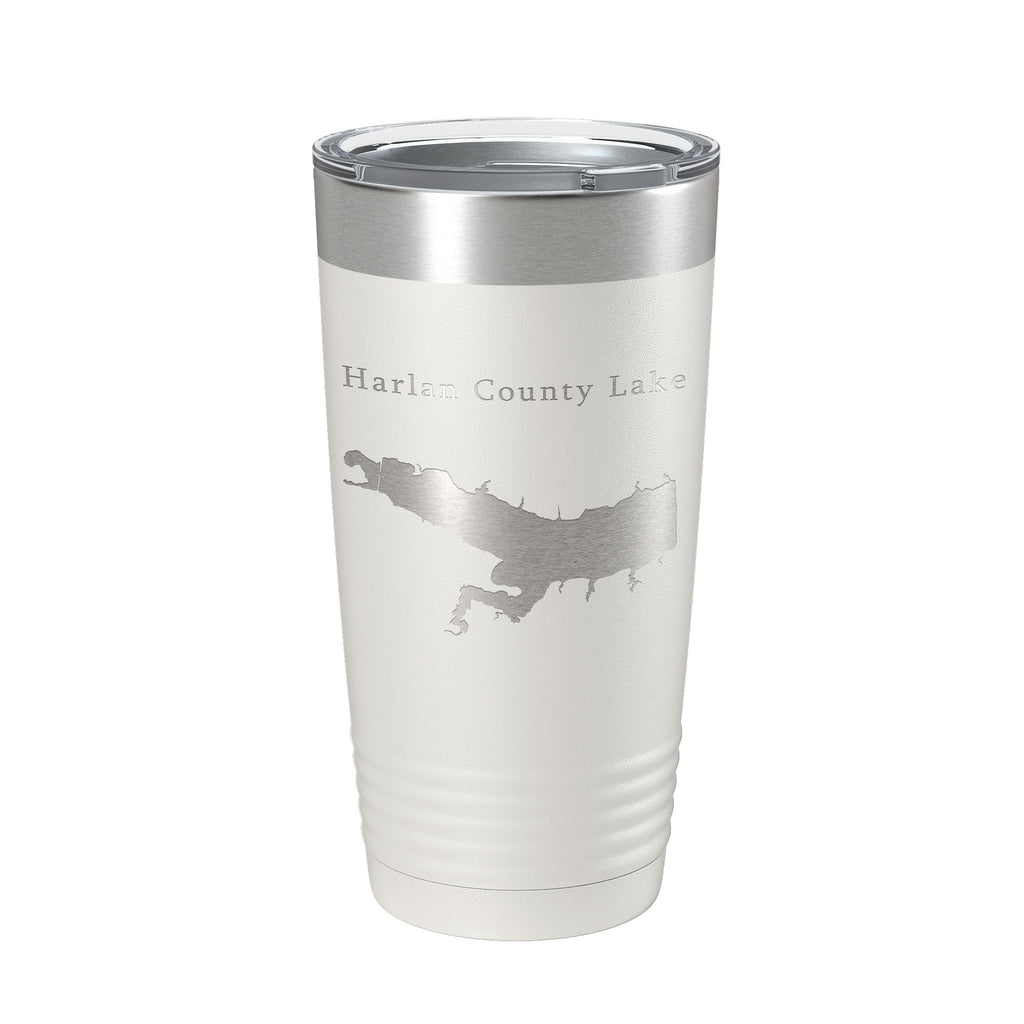 Harlan County Lake Map Tumbler Travel Mug Insulated Laser Engraved Coffee Cup Nebraska 20 oz