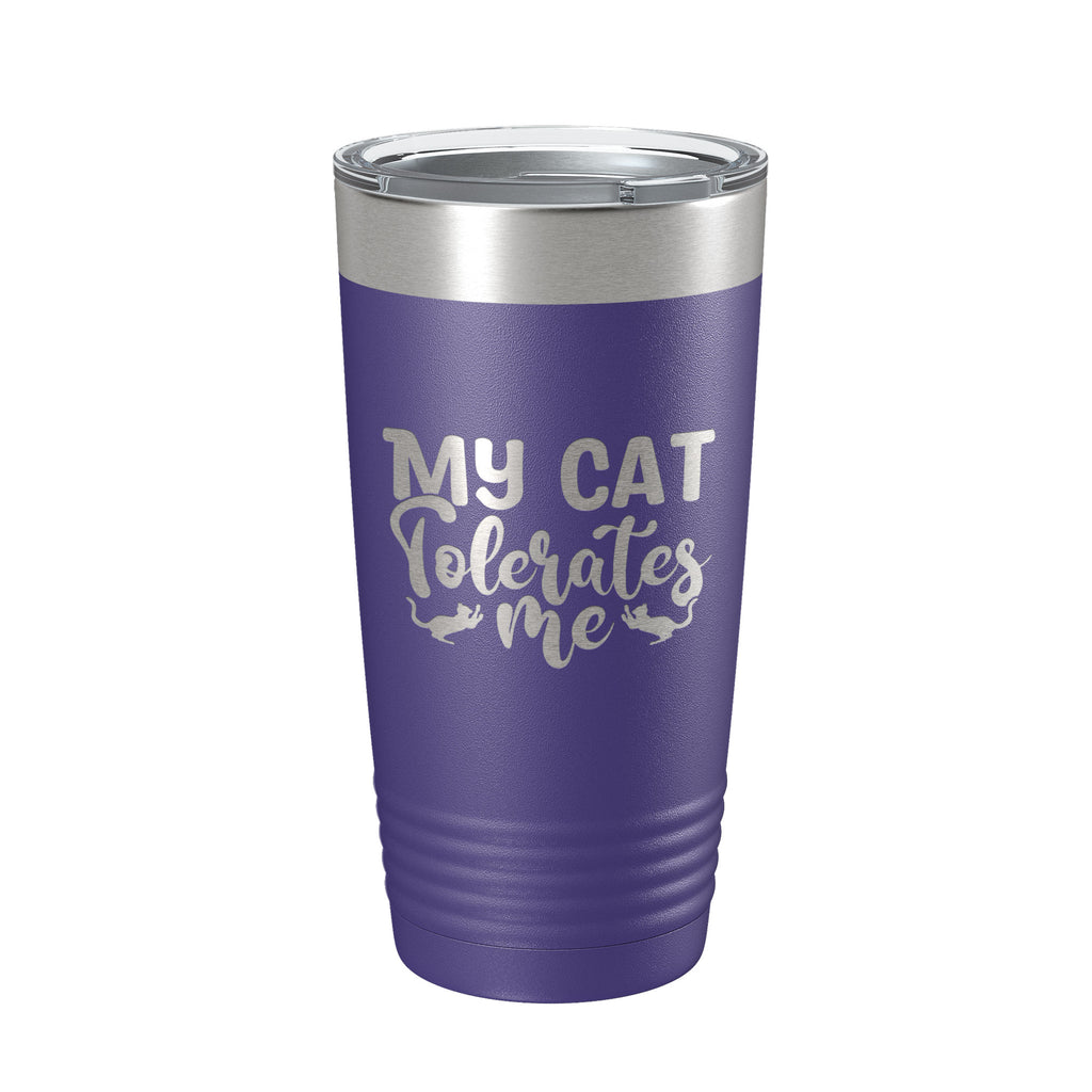 My Cat Tolerates Me Tumbler Travel Mug Funny Cat Lover Gift Insulated Laser Engraved Coffee Cup 20 oz