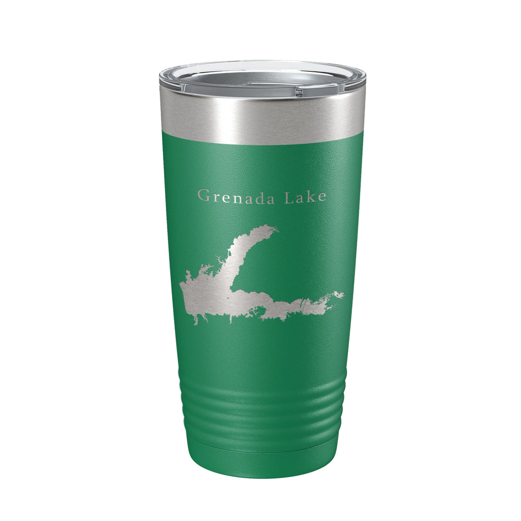 Grenada Lake Map Tumbler Travel Mug Insulated Laser Engraved Coffee Cup Mississippi 20 oz