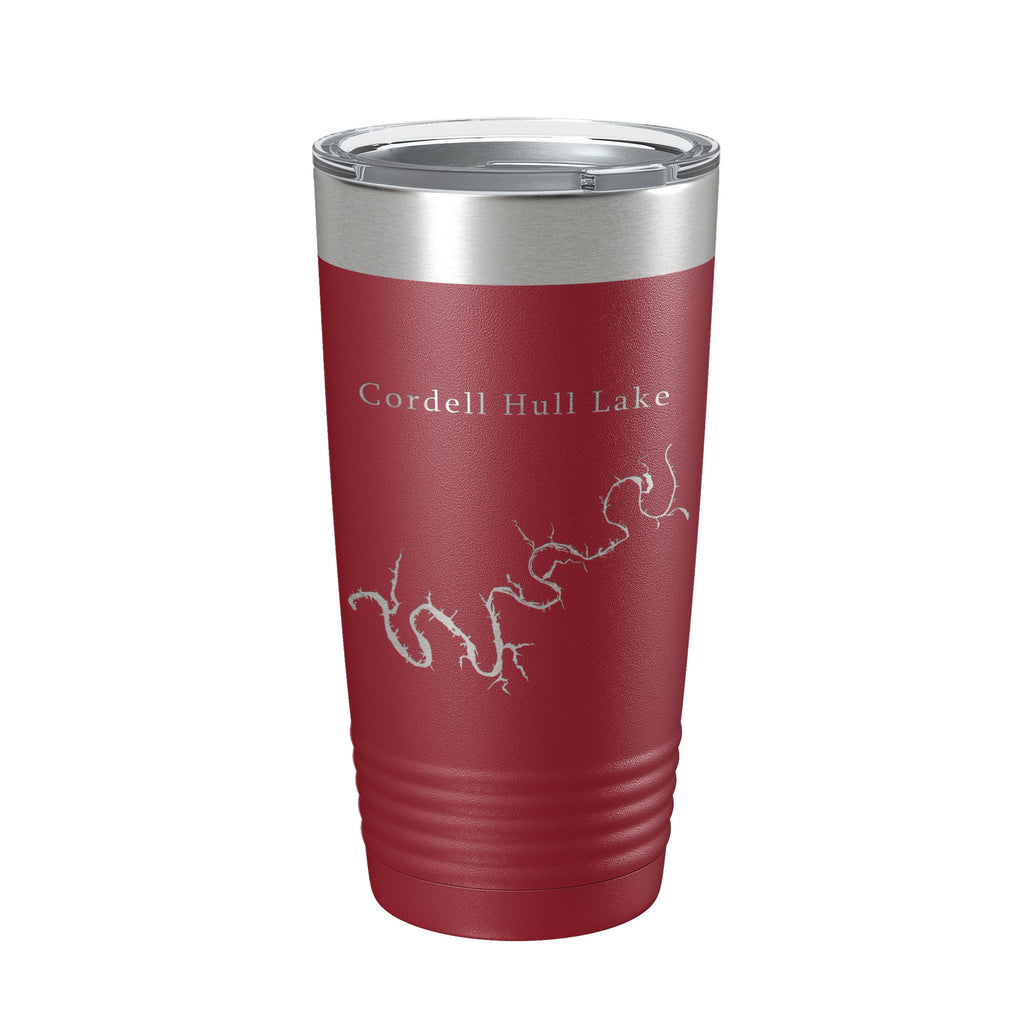 Cordell Hull Lake Map Tumbler Travel Mug Insulated Laser Engraved Coffee Cup Tennessee 20 oz