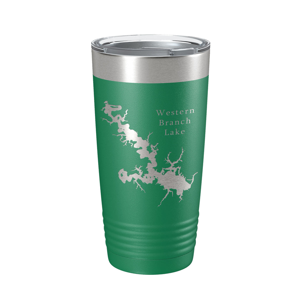 Western Branch Lake Reservoir Map Tumbler Travel Mug Insulated Laser Engraved Coffee Cup Suffolk Virginia 20 oz