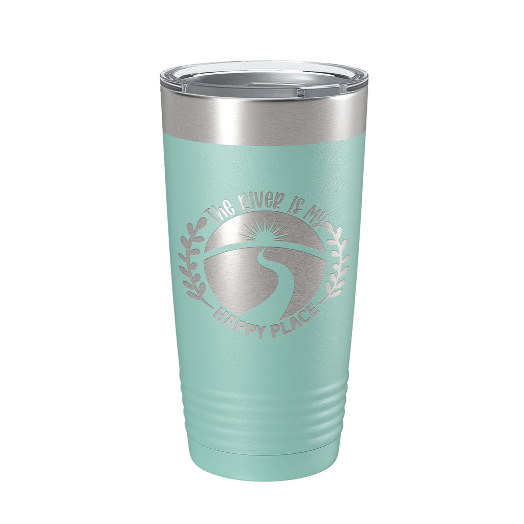 River Is My Happy Place Tumbler Travel Mug Insulated Laser Engraved Coffee Cup Birthday Float Trips Party Gift 20 oz