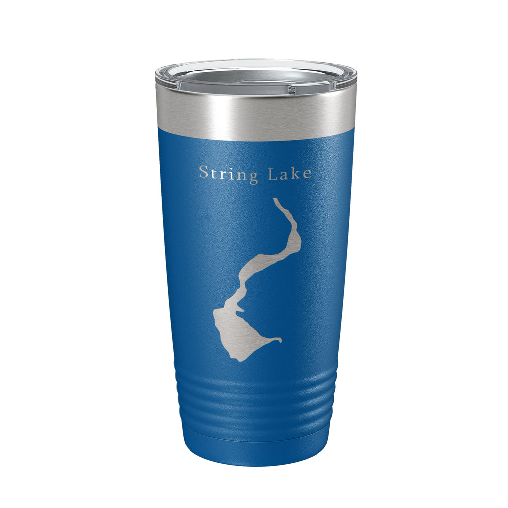String Lake Map Tumbler Travel Mug Insulated Laser Engraved Coffee Cup Grand Teton Wyoming 20 oz