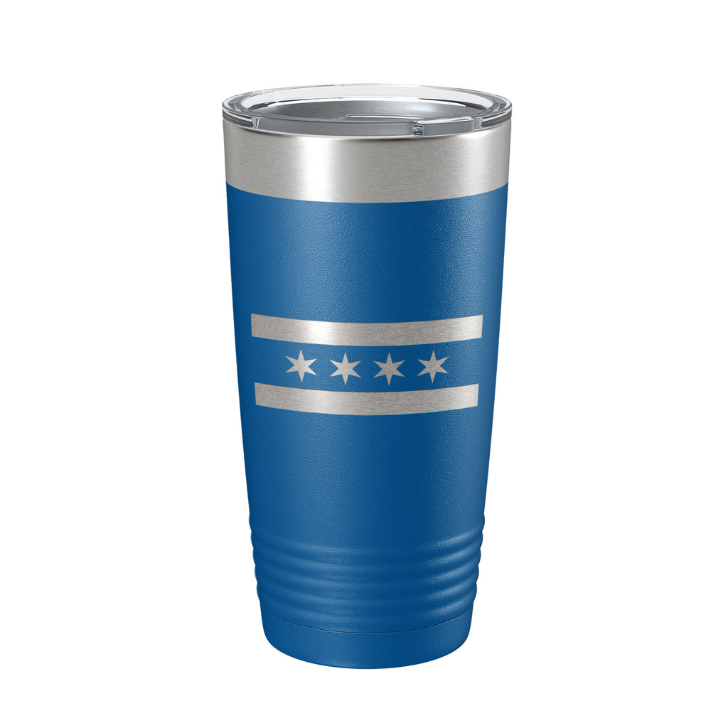 Chicago IL Flag Tumbler Chitown Travel Mug Gift Insulated Laser Engraved Coffee Cup 20 oz