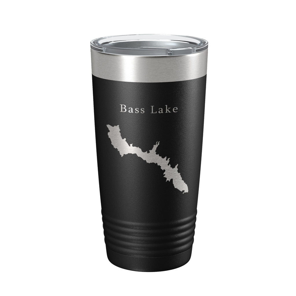 Bass Lake Map Tumbler Travel Mug Insulated Laser Engraved Coffee Cup California 20 oz