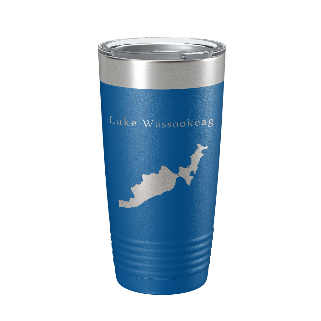 Lake Wassookeag Map Tumbler Travel Mug Insulated Laser Engraved Coffee Cup Maine 20 oz