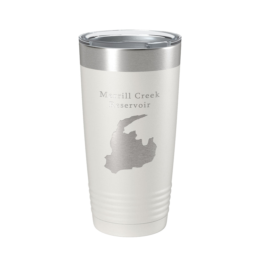 Merrill Creek Reservoir Tumbler Lake Map Travel Mug Insulated Laser Engraved Coffee Cup New Jersey 20 oz