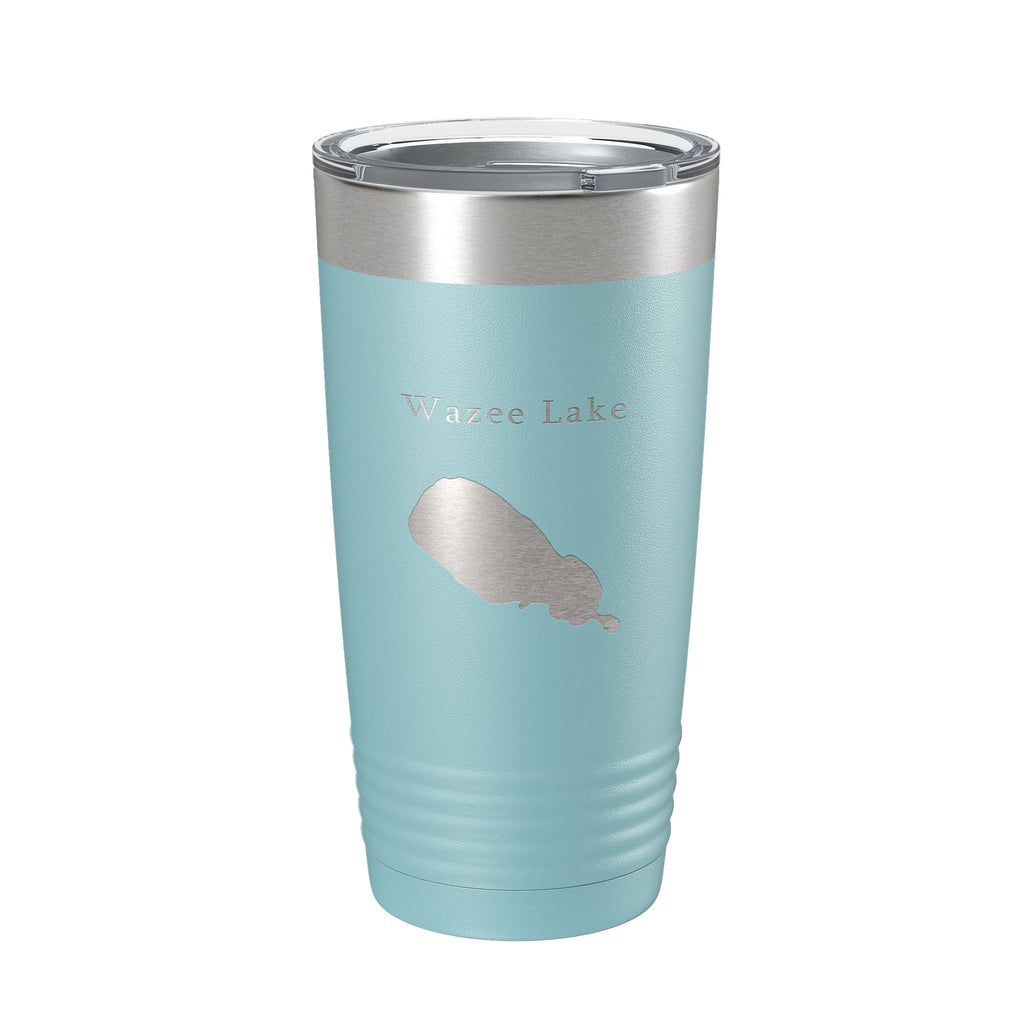 Wazee Lake Map Tumbler Travel Mug Insulated Laser Engraved Coffee Cup Wisconsin 20 oz