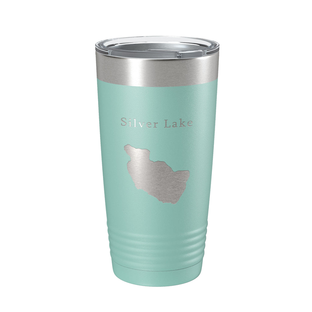 Silver Lake Map Tumbler Travel Mug Insulated Laser Engraved Coffee Cup Maine 20 oz