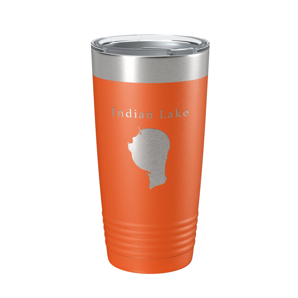 Indian Lake Map Tumbler Travel Mug Insulated Laser Engraved Coffee Cup Silver Creek Township Michigan 20 oz