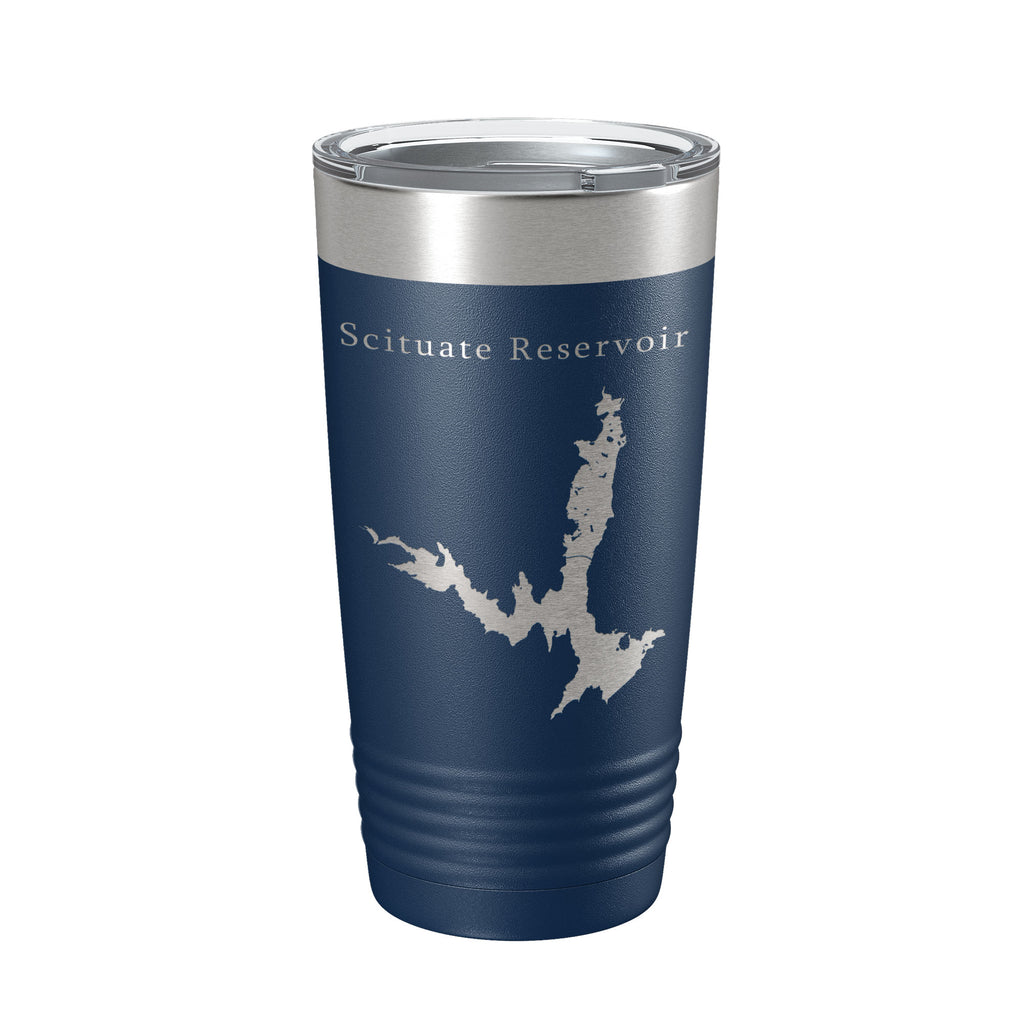 Scituate Reservoir Tumbler Lake Map Travel Mug Insulated Laser Engraved Coffee Cup Providence Rhode Island 20 oz
