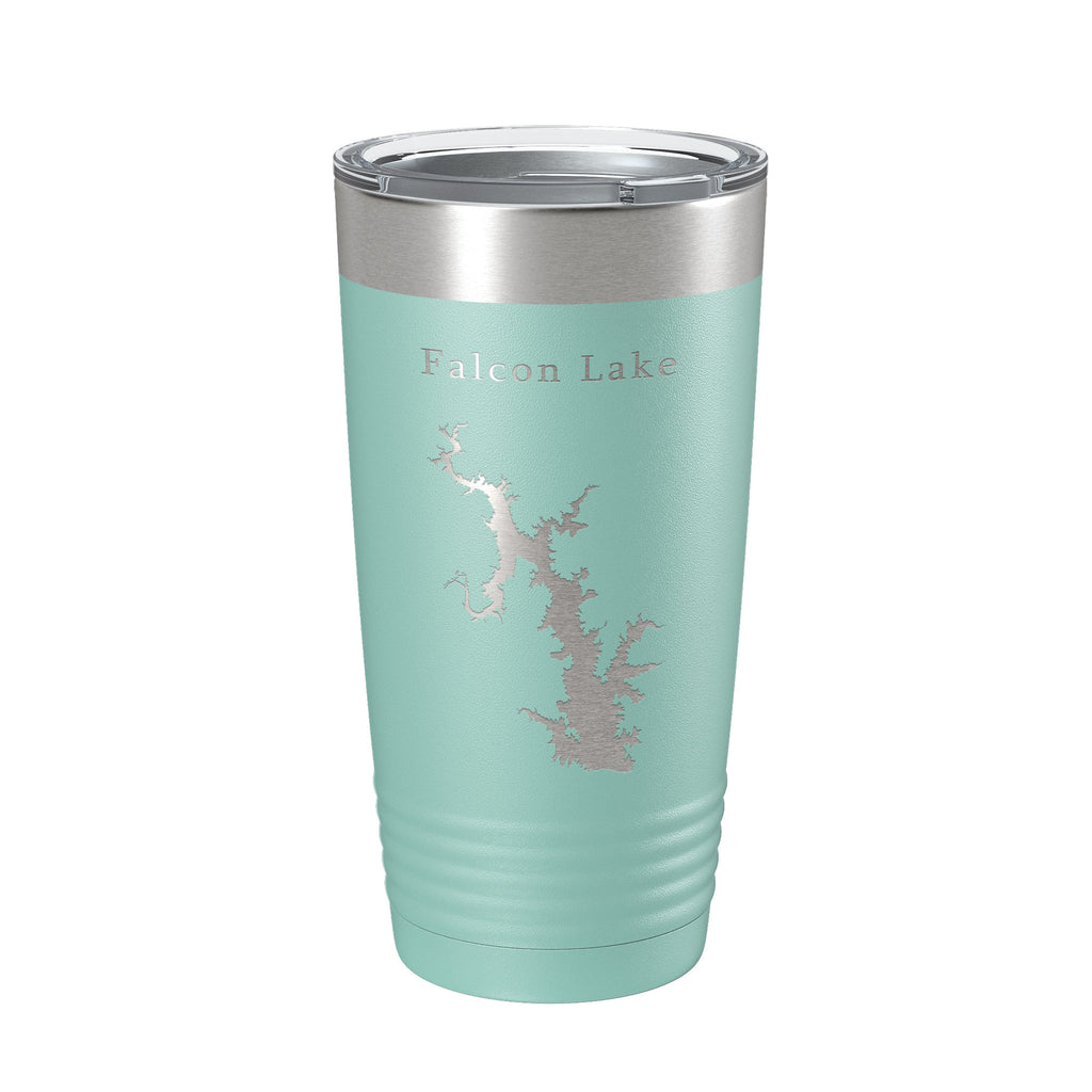 Falcon Lake International Reservoir Lago Map Tumbler Travel Mug Insulated Laser Engraved Coffee Cup Texas 20 oz