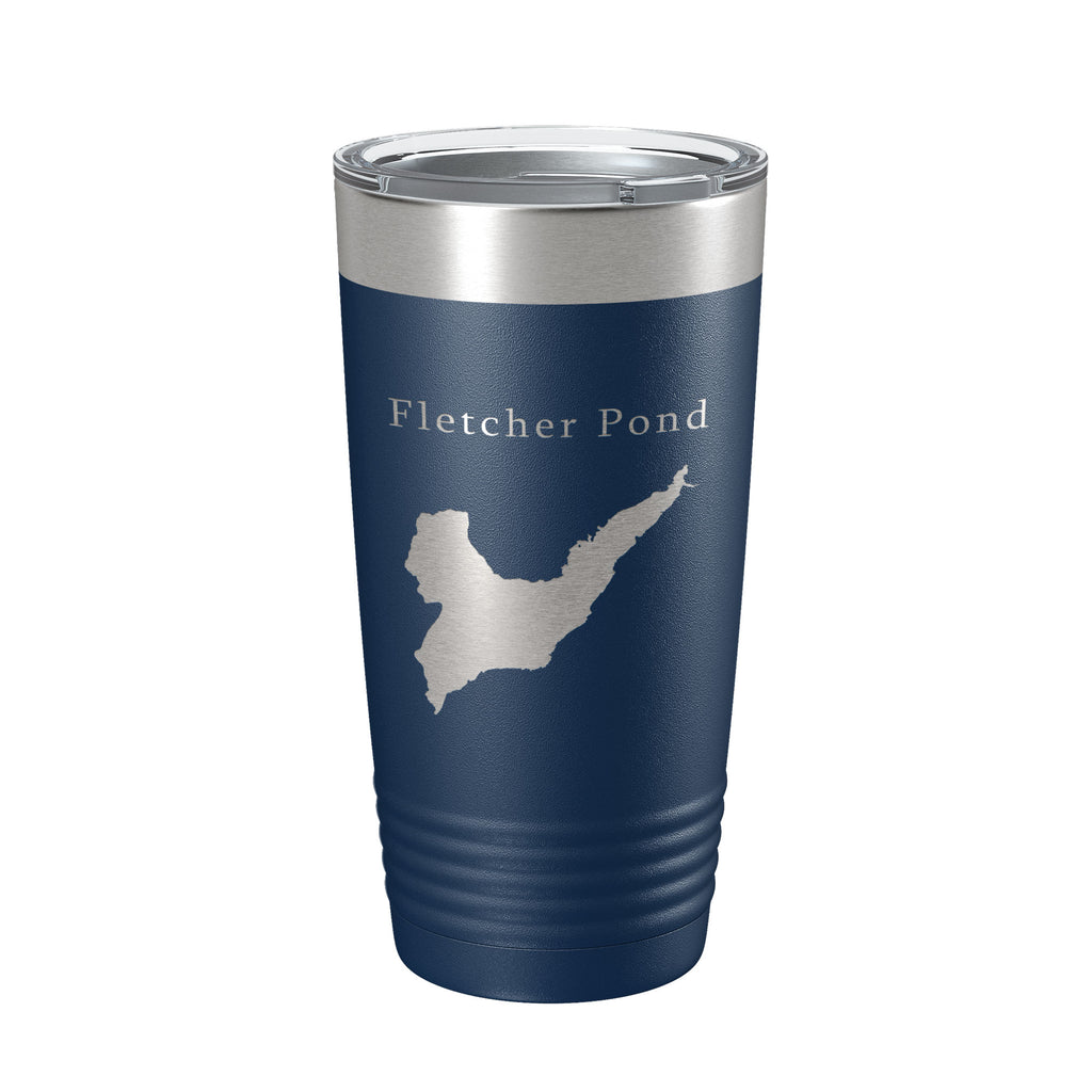 Fletcher Pond Tumbler Lake Map Travel Mug Insulated Laser Engraved Coffee Cup Michigan 20 oz