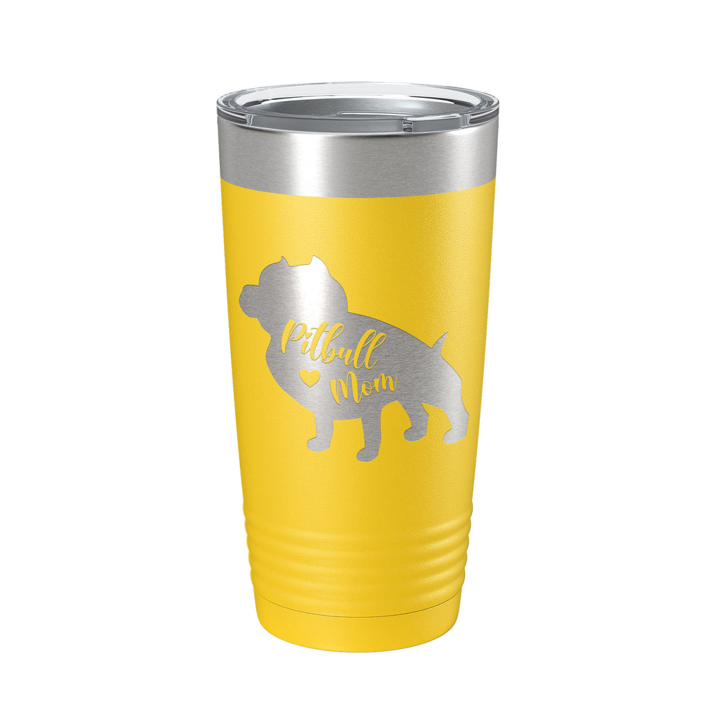 Pitbull Mom Tumbler Dog Travel Mug Gift Insulated Laser Engraved Coffee Cup Pit Bull 20 oz