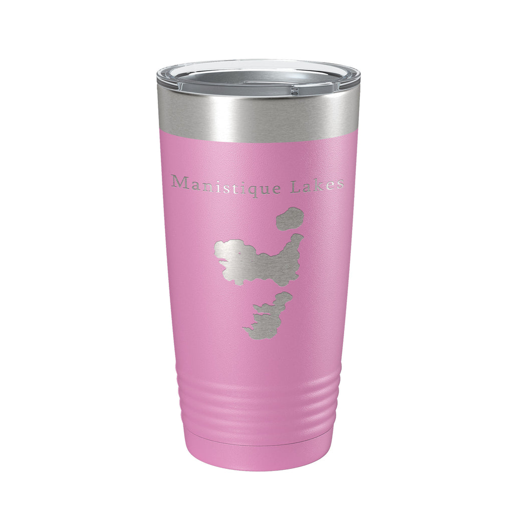 Manistique Lakes Map Tumbler Travel Mug Insulated Laser Engraved Coffee Cup Michigan 20 oz