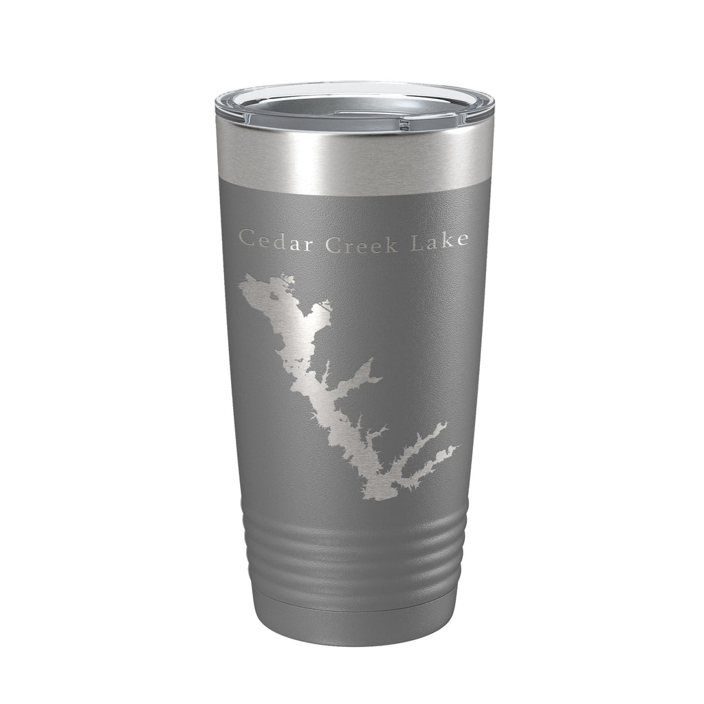 Cedar Creek Lake Reservoir Map Tumbler Travel Mug Insulated Laser Engraved Coffee Cup Texas 20 oz