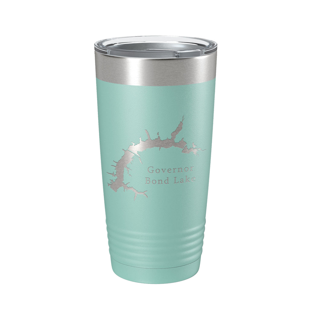 Governor Bond Lake Map Tumbler Travel Mug Insulated Laser Engraved Coffee Cup Illinois 20 oz