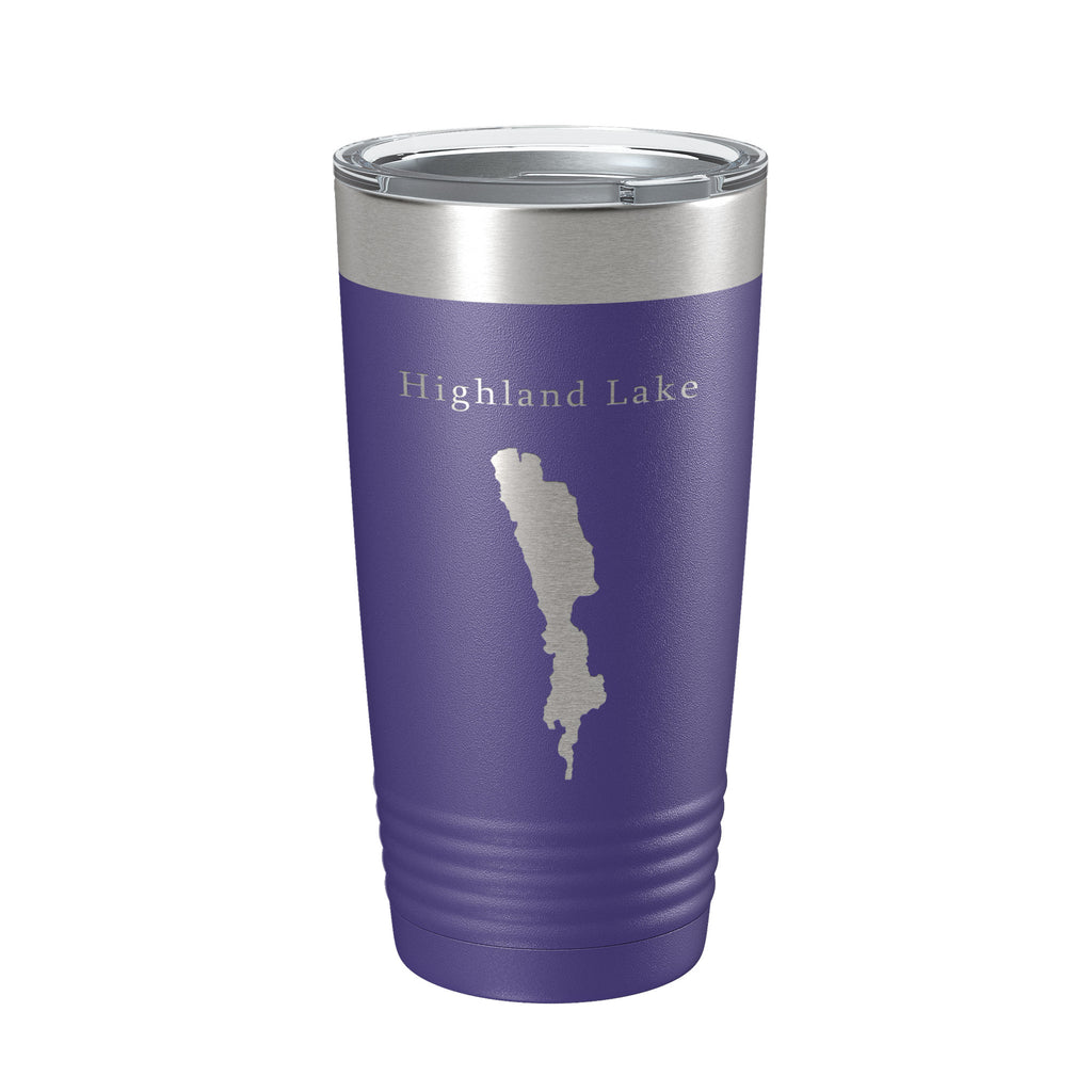 Highland Lake Map Tumbler Travel Mug Insulated Laser Engraved Coffee Cup Westbook Maine 20 oz