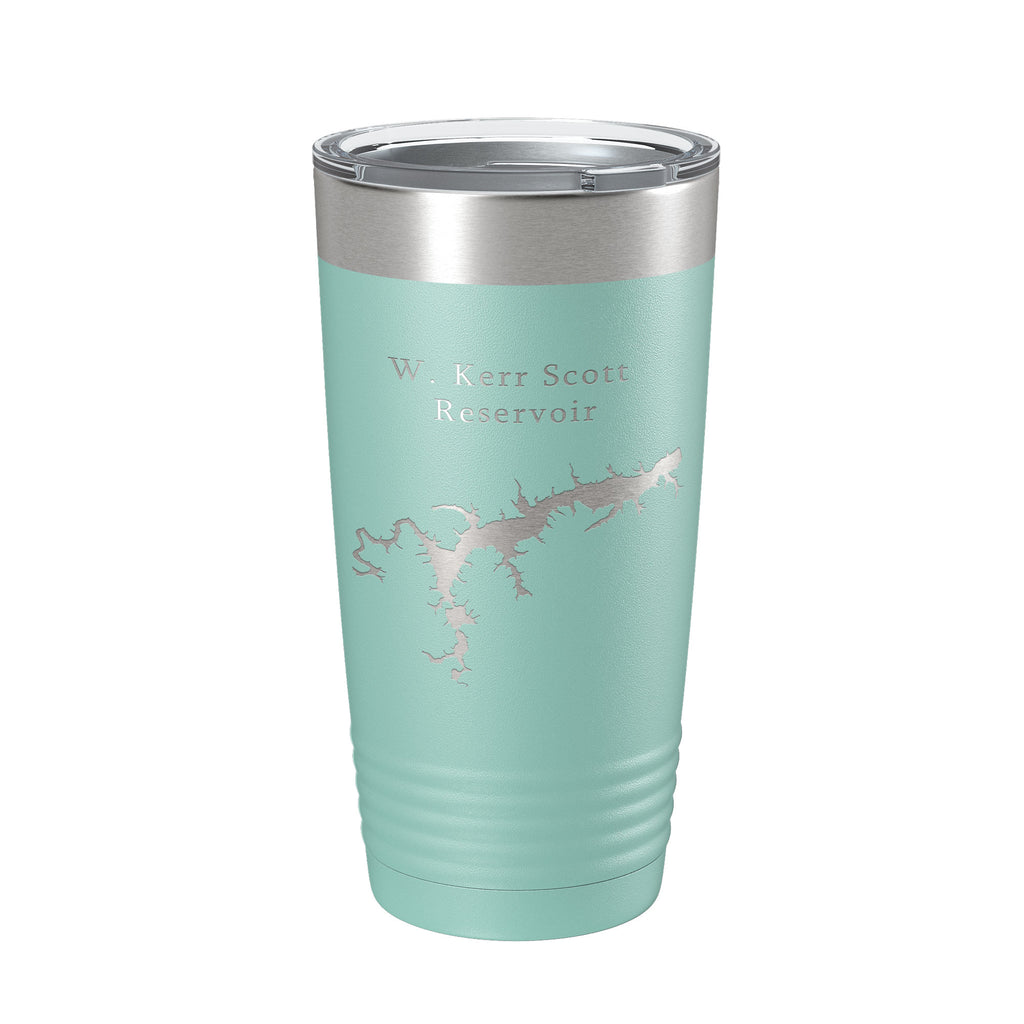 W. Kerr Scott Reservoir Tumbler Lake Map Travel Mug Insulated Laser Engraved Coffee Cup North Carolina 20 oz