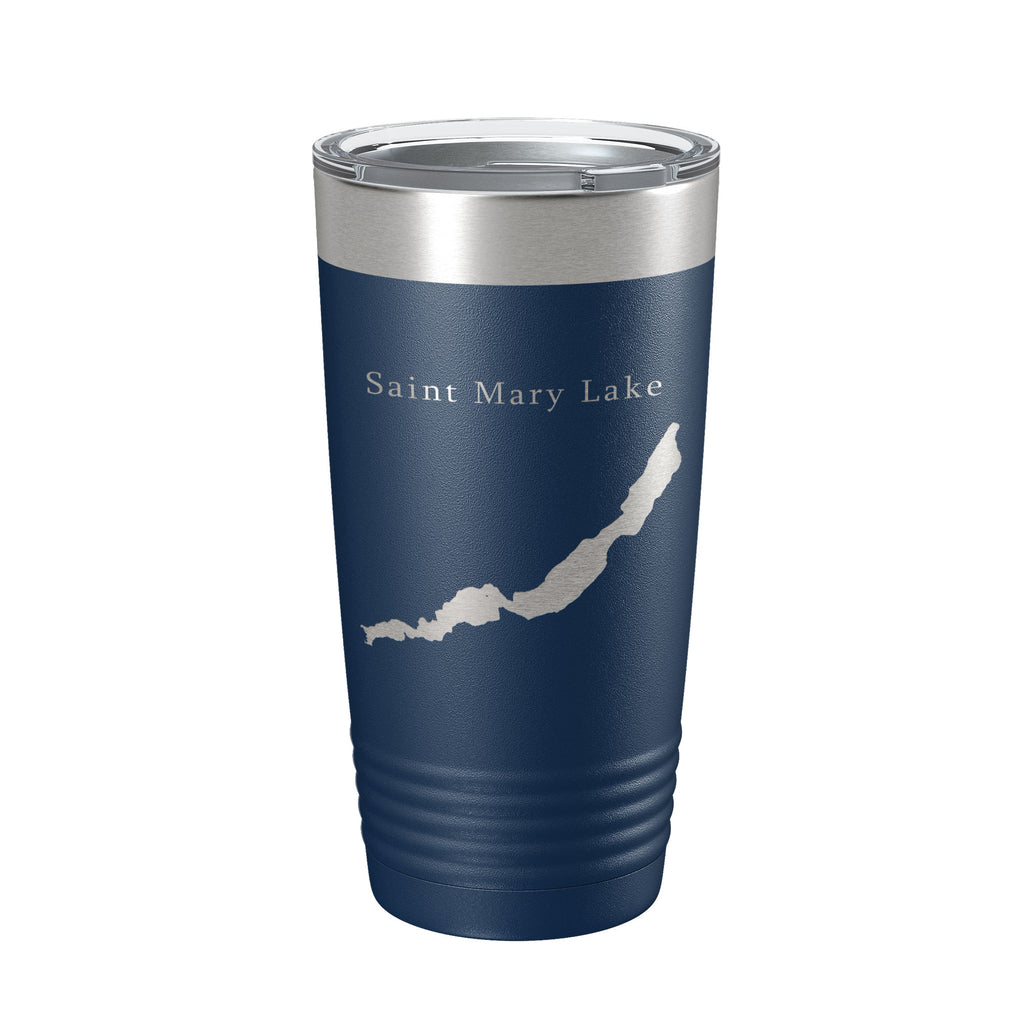 Saint Mary Lake Map Tumbler Travel Mug Insulated Laser Engraved Coffee Cup Glacier National Park Montana 20 oz