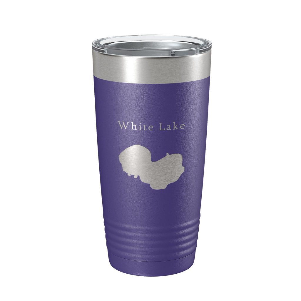 White Lake Map Tumbler Travel Mug Insulated Laser Engraved Coffee Cup Louisiana 20 oz