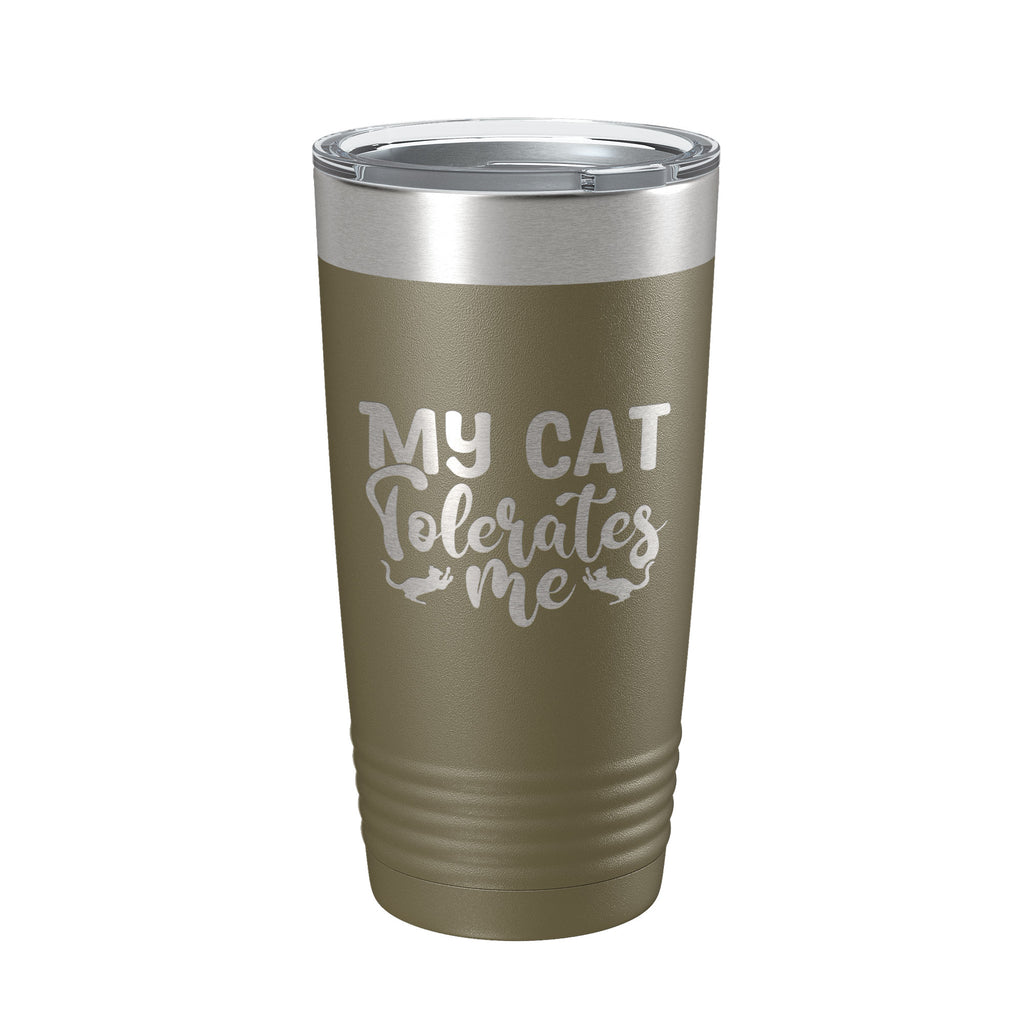 My Cat Tolerates Me Tumbler Travel Mug Funny Cat Lover Gift Insulated Laser Engraved Coffee Cup 20 oz