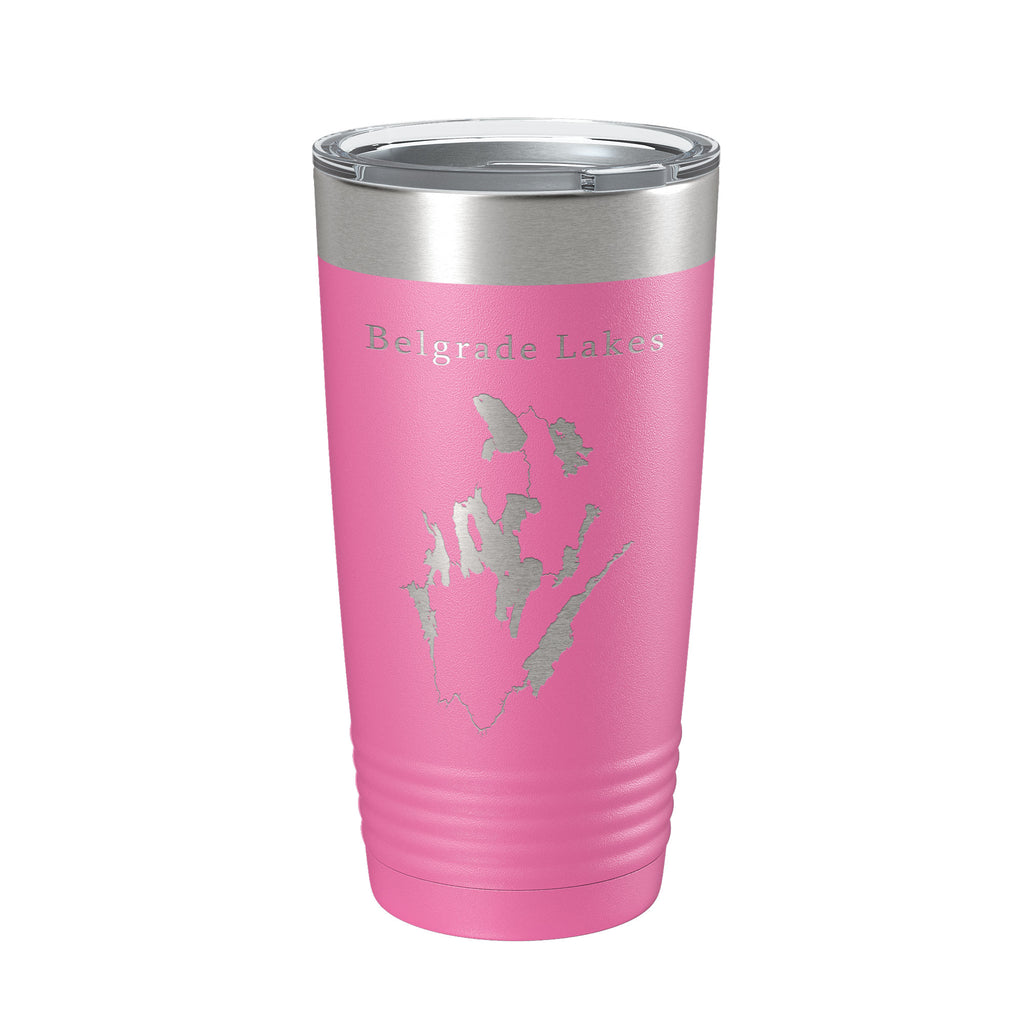 Belgrade Lakes Map Tumbler Travel Mug Insulated Laser Engraved Coffee Cup Maine 20 oz
