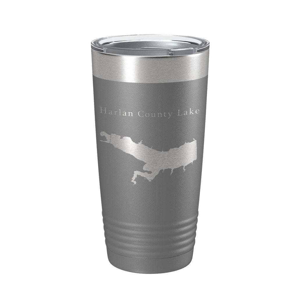 Harlan County Lake Map Tumbler Travel Mug Insulated Laser Engraved Coffee Cup Nebraska 20 oz