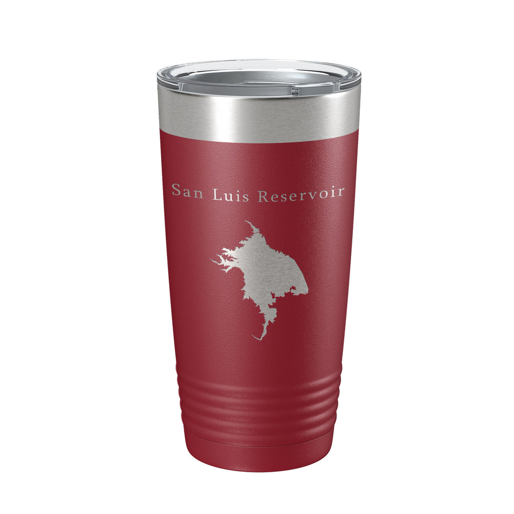 San Luis Reservoir Tumbler Lake Map Travel Mug Insulated Laser Engraved Coffee Cup California 20 oz